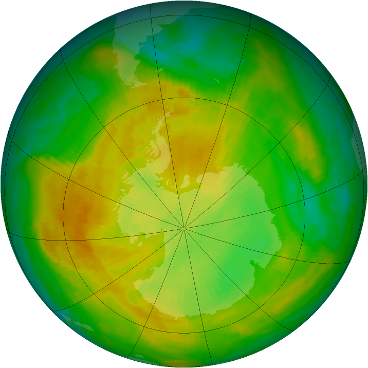 Antarctic ozone map for 19 November 1988